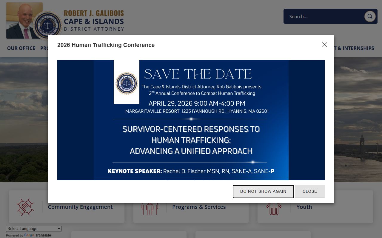 Cape and Islands District Attorney website for Dukes County warrant records