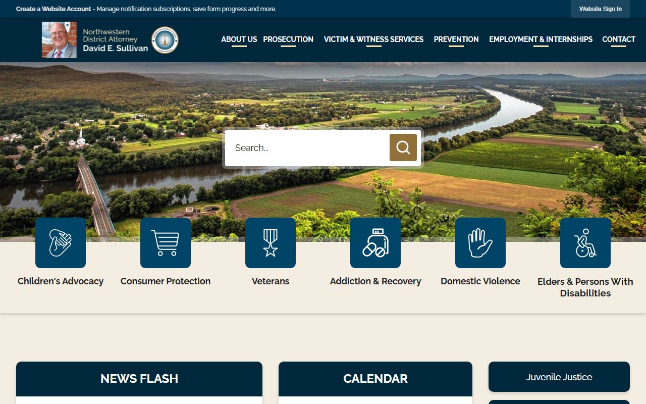 Northwestern District Attorney website for Franklin County warrant records