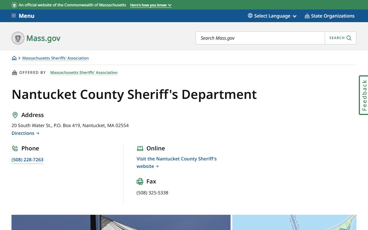 Nantucket County Sheriff's Department on Mass.gov for warrant records