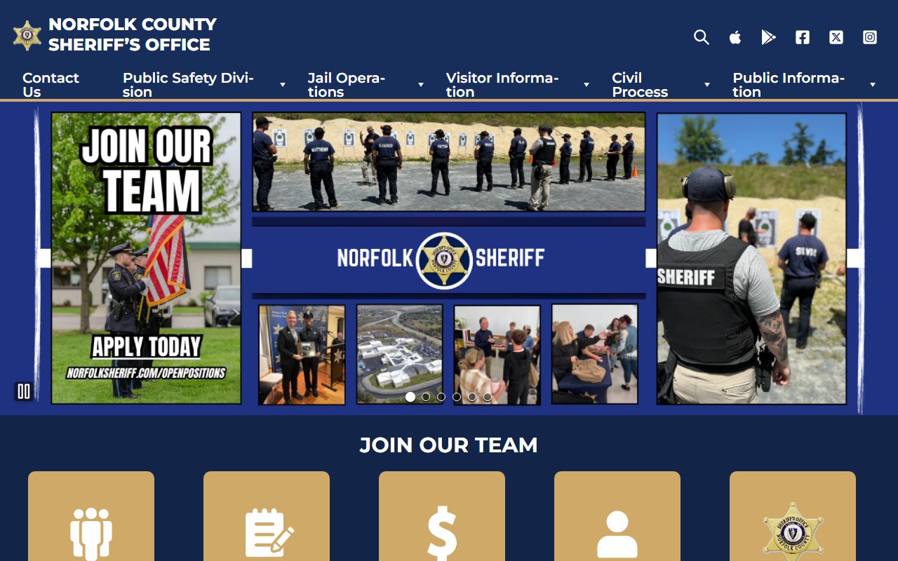 Norfolk County Sheriff's Office website for Norfolk County warrant records