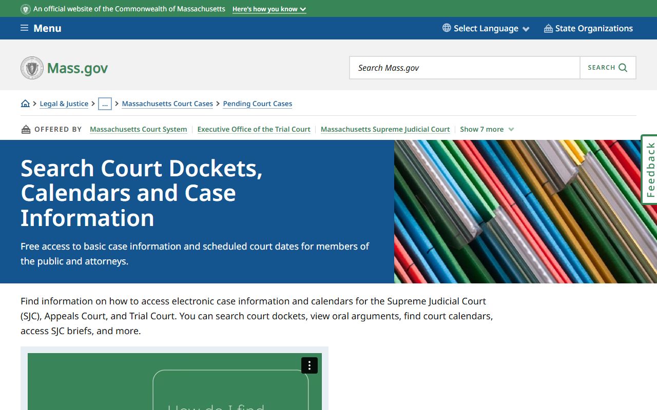 Massachusetts court docket search guide for Quincy warrant records